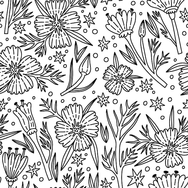 Vector doodle klaproos naadloze bloemenpatroon