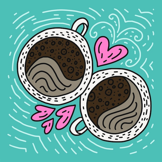 DOODLE KOFFIEKOP VECTOR ILLUSTRATIE