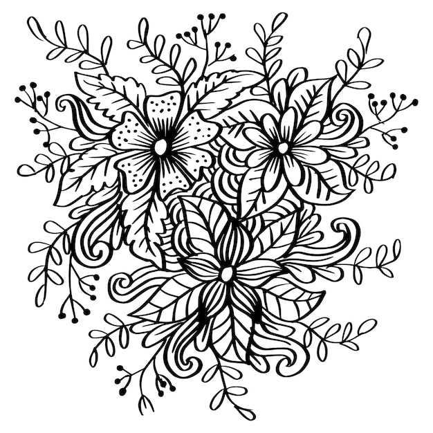 Doodle kunst bloemen zentangle bloemen illustratie