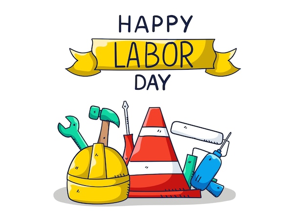 Doodle labor day illustration