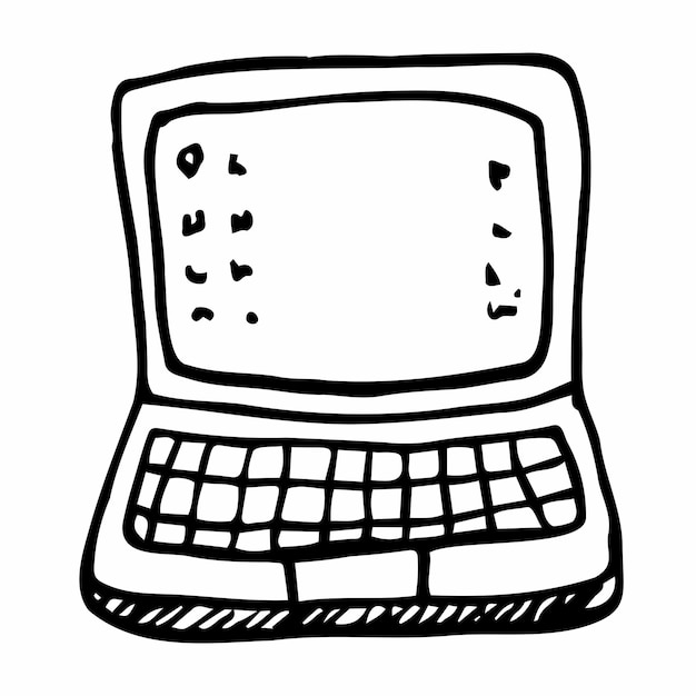 Doodle laptop icon in vector. Hand drawn laptop icon. Doodle computer icon. Hand drawn computer icon