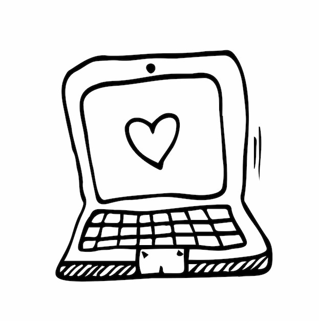 Doodle laptop icon in vector Hand drawn laptop icon Doodle computer icon Hand drawn computer icon