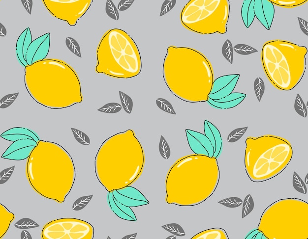 Doodle Lemon seamless pattern