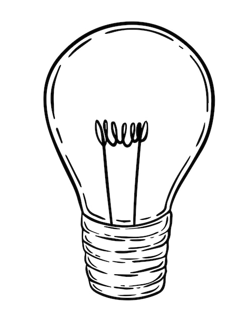 Vector doodle light bulb linear