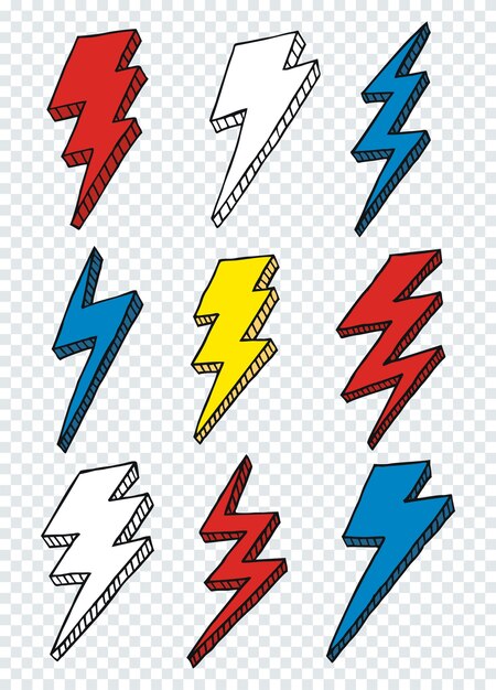 Doodle Lightning plat pictogrammen instellen