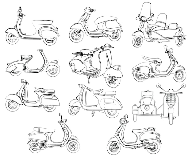 Doodle line art motorcycle