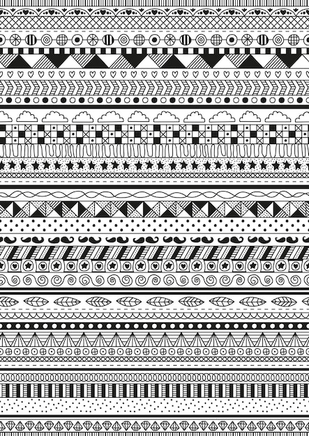 Doodle lines seamless vector pattern design