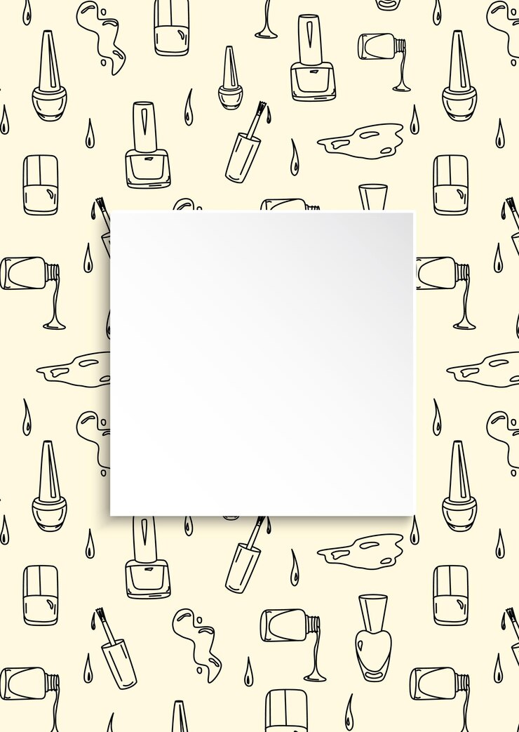 doodle manicure achtergrond met vierkant frame, mode en make-up concept