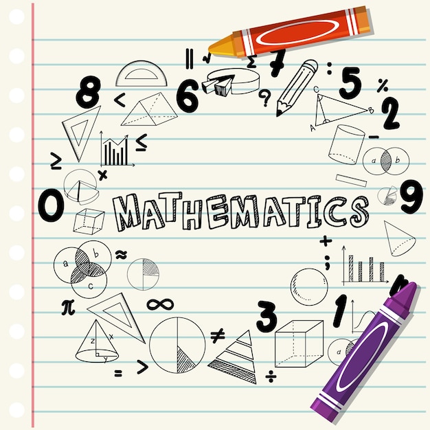 Doodle formula matematica con carattere matematico sulla pagina del taccuino