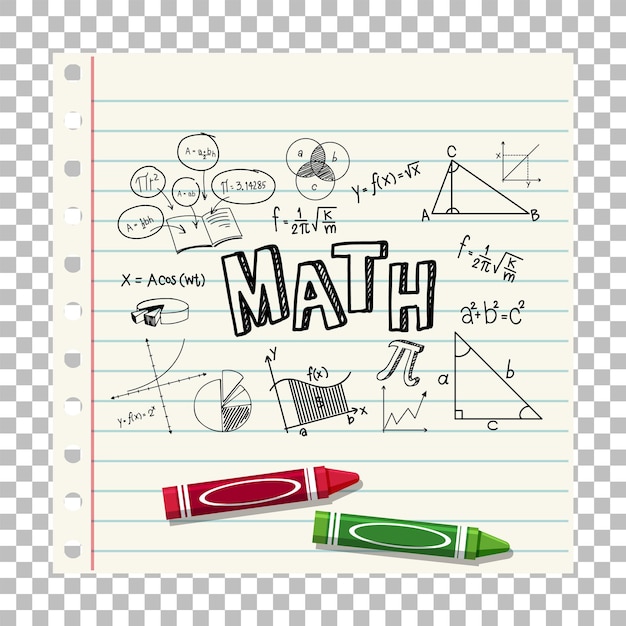 Vector doodle math formula with mathematics font on notebook page