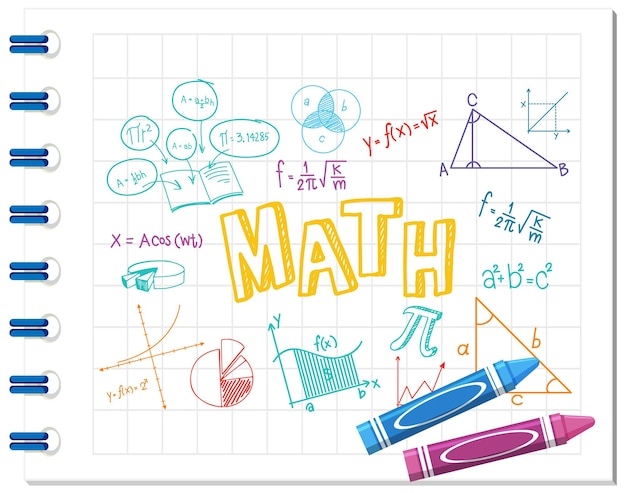 Vector doodle math formula with mathematics font on notebook