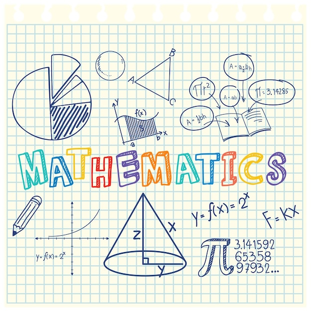 Vector doodle math formula with mathematics font