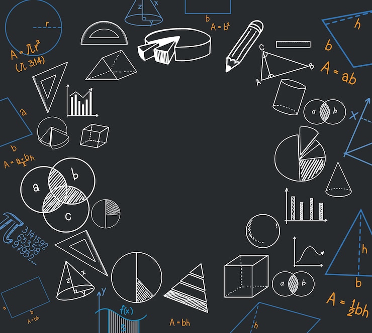 Vector doodle math objects border