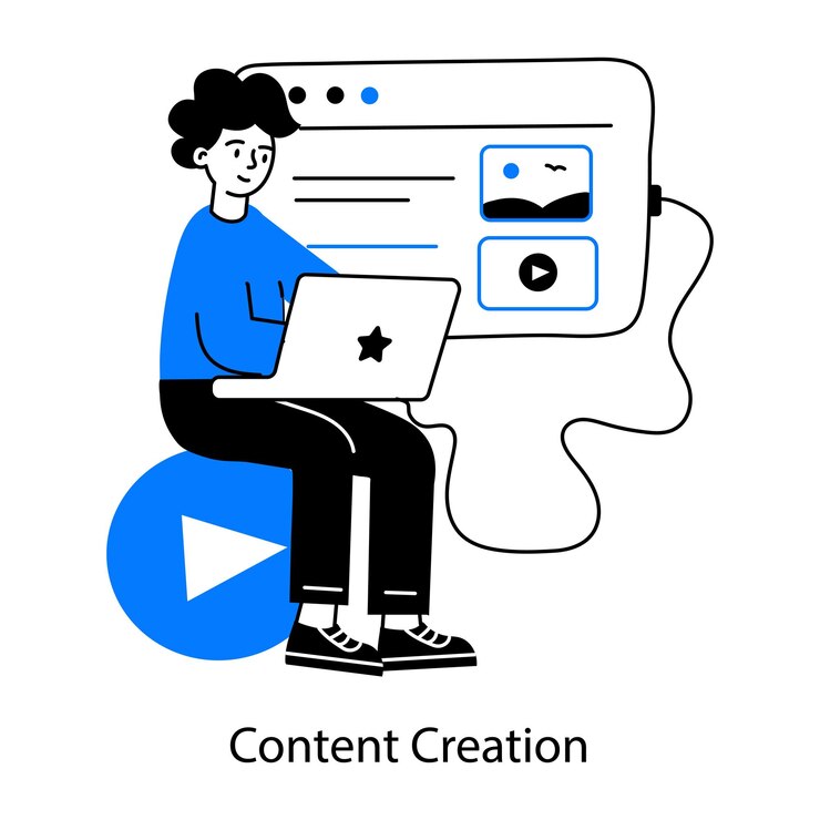 Vector a doodle mini illustration of content creation