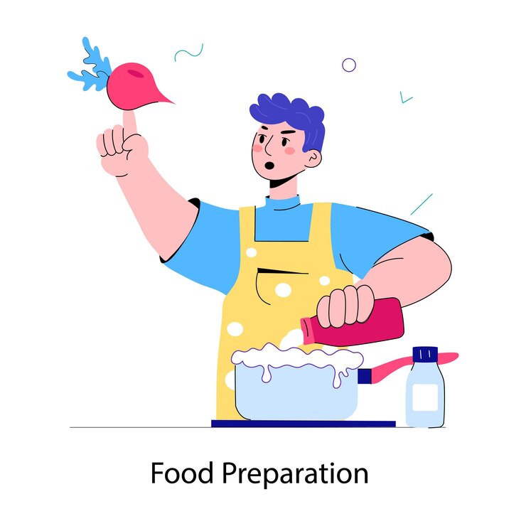 Vector a doodle mini illustration depicting food preparation