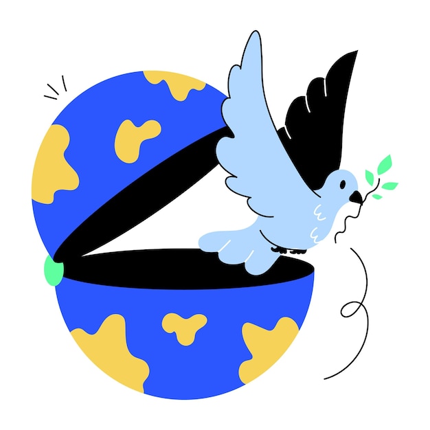 A doodle mini illustration of peace dove