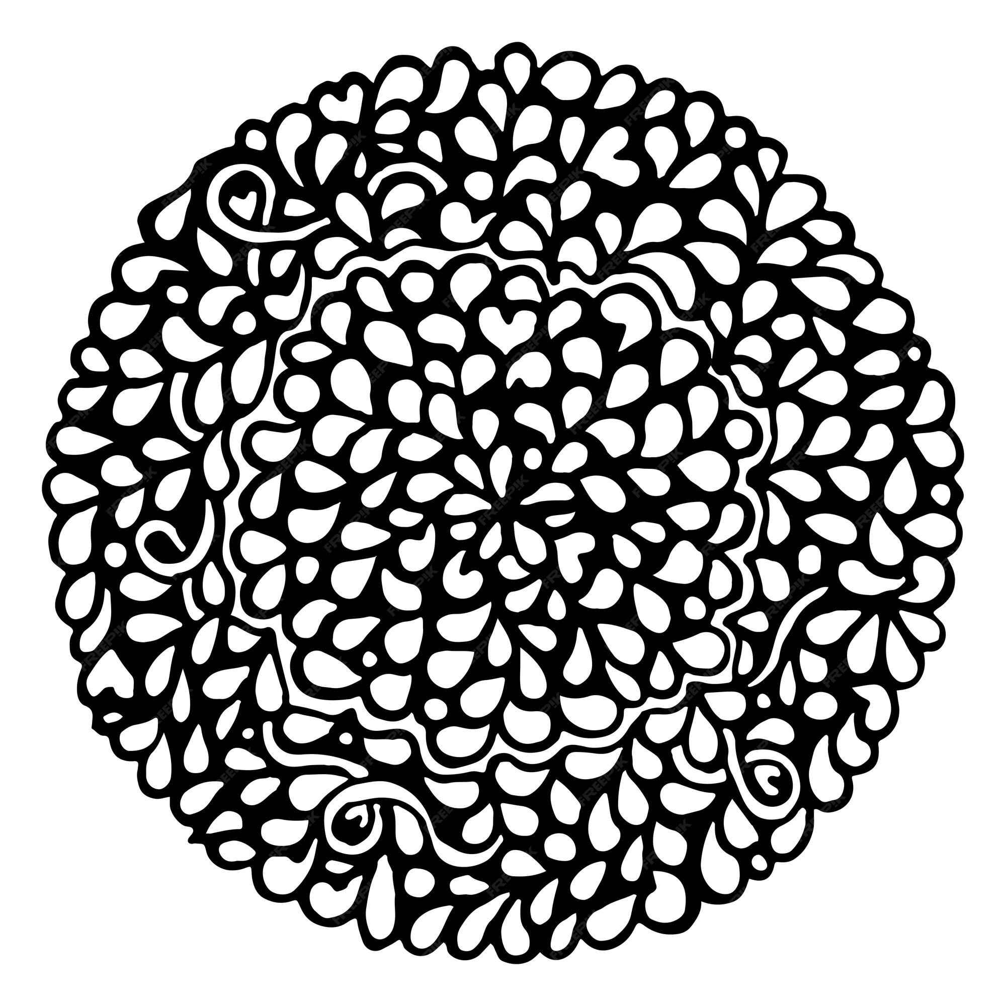 Premium Vector | Doodle monochrome black and white circle ornamental