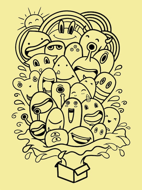 Doodle monster premium vector