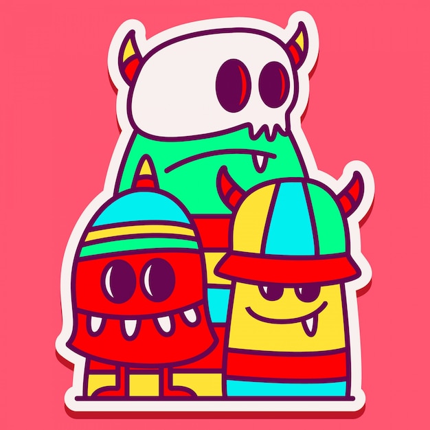 doodle monster sticker design