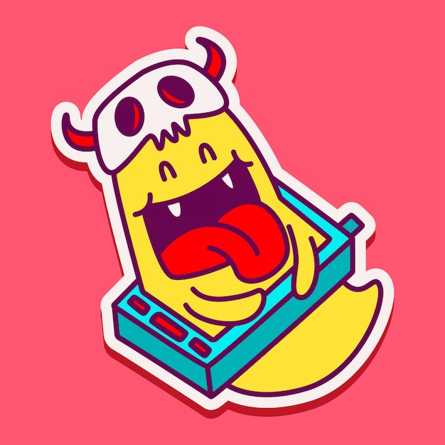 Doodle monster sticker design