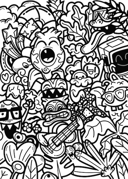 doodle monsters hand drawn
