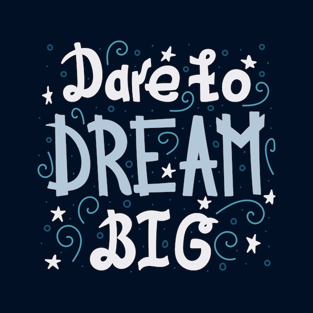 Vettore citazione di lettere motivanti doodle - osa sognare in grande
