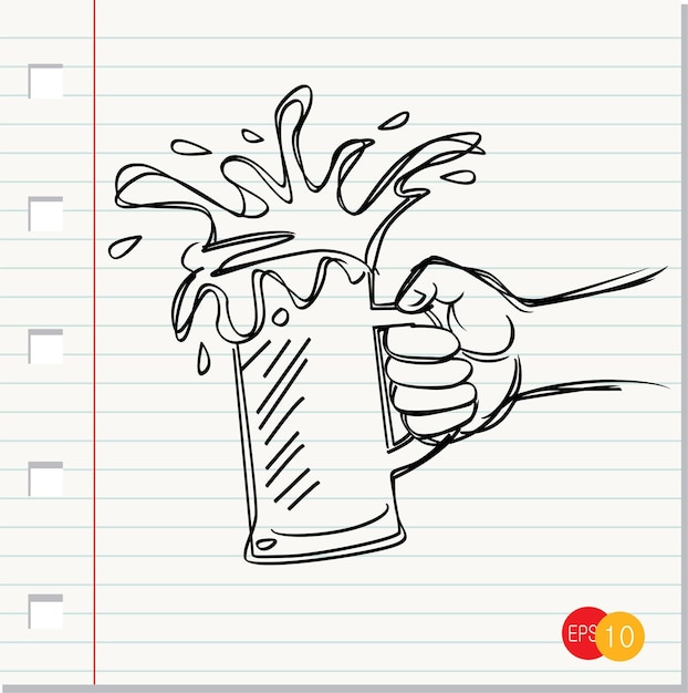 Vector doodle of mug beer on paper background