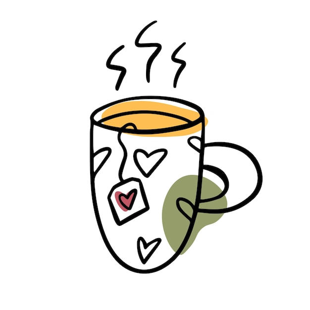 Doodle mug with tea autumn