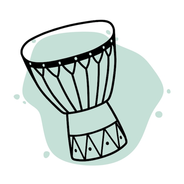 Djembe 음악 전통의 낙서. 손으로 그린 아프리카 젬베 아이콘.