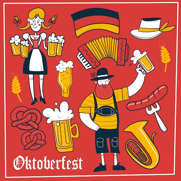 Vector doodle oktoberfest background