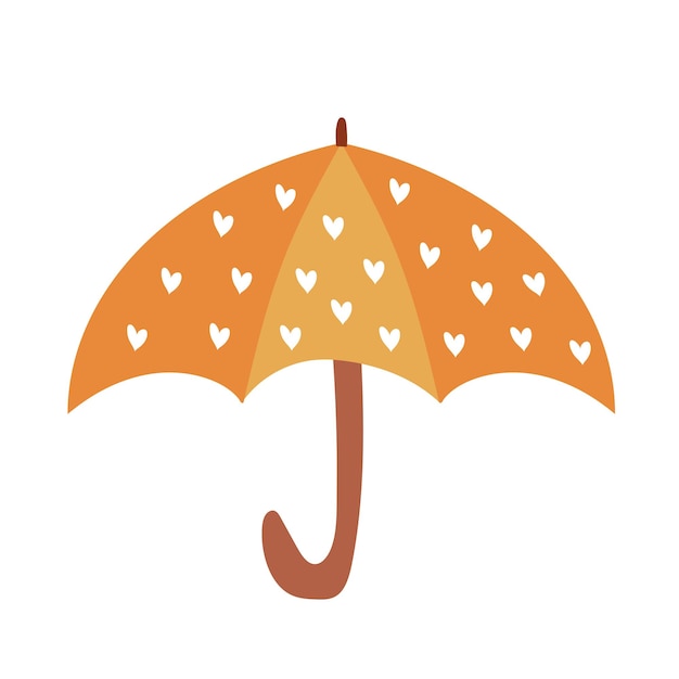 Doodle open paraplu met hart print op witte achtergrond. Vector paraplu
