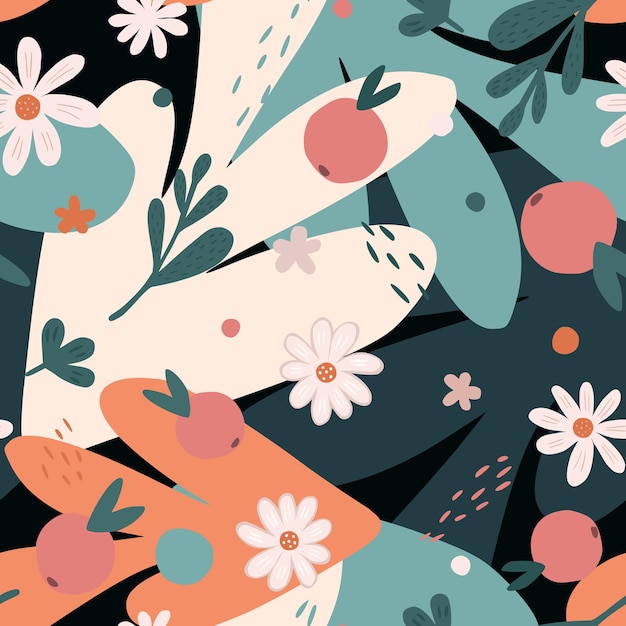 Vector doodle organic shapes seamless pattern. cute tropical collages contemporary wallpaper.