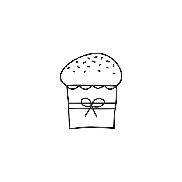 Doodle outline Easter kulich cake