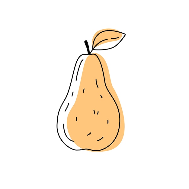 Doodle outline pear with spot Vector illustration for packing