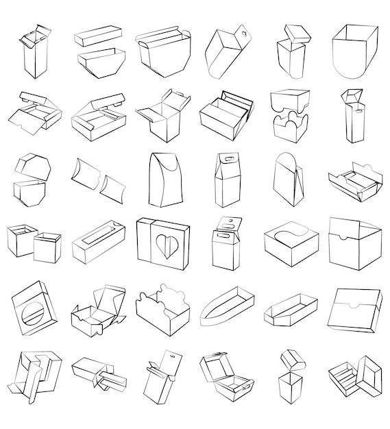 Doodle packaging box line art