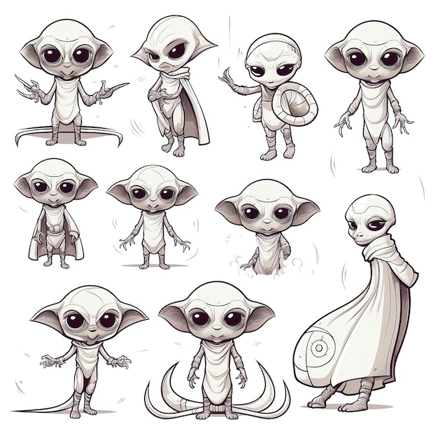 Vector doodle page with friendly sithlike alien best hand draw colorful book eps