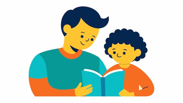 A doodle of a parent and child reading a book together illustrating the nurturing and bonding aspect
