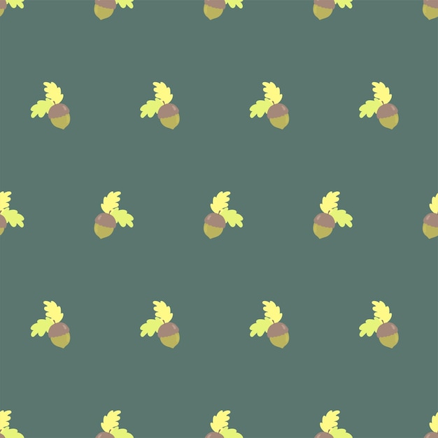Vector doodle pattern acorns hand drawn oak leaves and acorns on a pattern for textiles wallpapers backgrounds fabrics wrappers prints