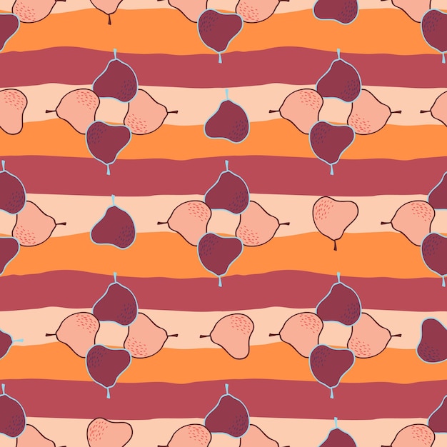 落書き梨シームレスパターン手描きの植物の背景