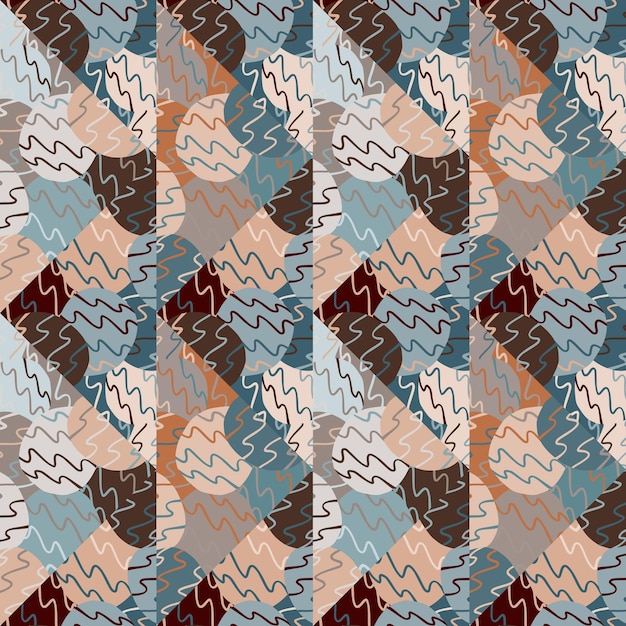 Vector doodle pebbles mosaic seamless pattern cute brick wall endless background hand drawn stone wallpaper