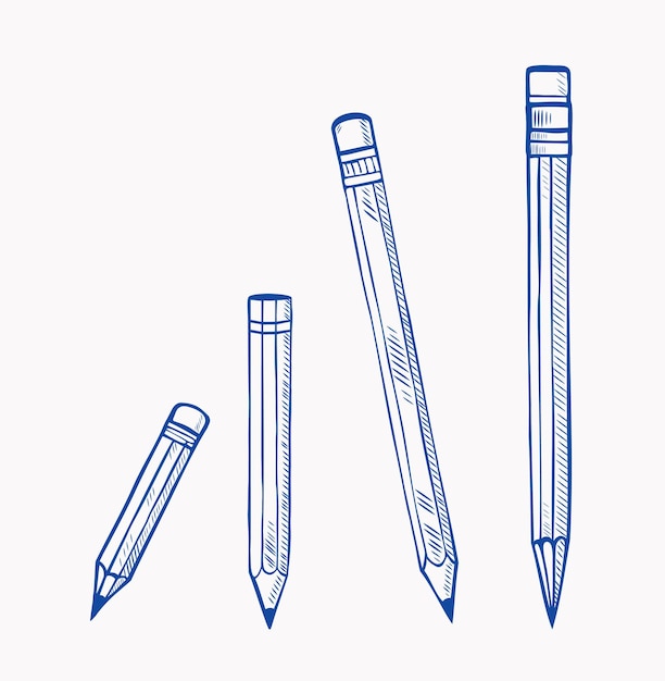 종이 배경 에 있는 연필 의 도들 스케치  ⁇ 터