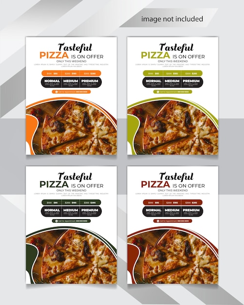 Doodle pizza flyer design and restaurant food Banner or poster design template