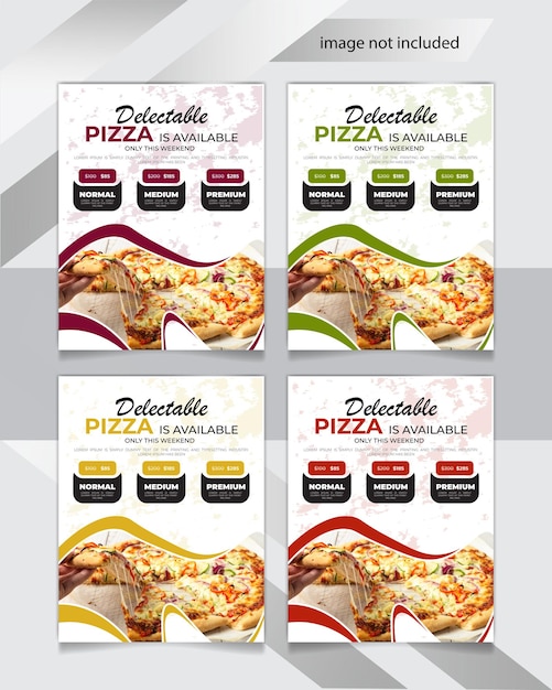 Doodle pizza flyer design and restaurant food Banner or poster design template