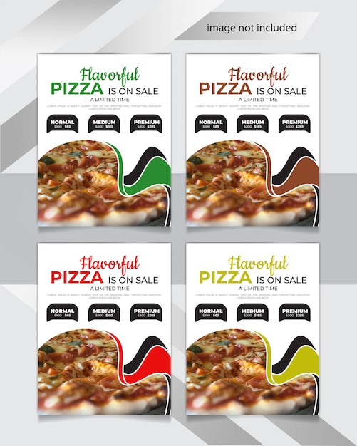 Vector doodle pizza flyer ontwerp en restaurant eten banner of poster ontwerp sjabloon