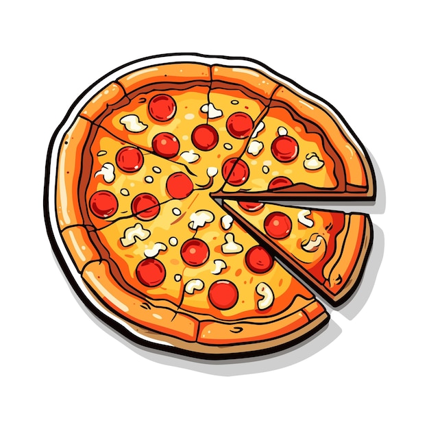 Vector doodle pizza with salami sticker clipart transparent vector illustration ai generated