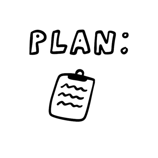 Vector doodle plan pictogram concept. tekening overzicht infographic briefpapier. takenlijst, projectplanning.