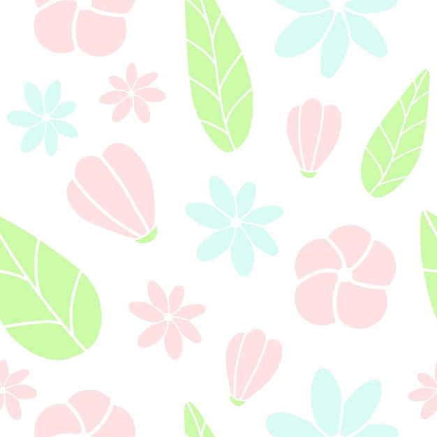 Doodle plat naadloze bloemmotief geïsoleerd op een witte achtergrond eenvoudige grafische bloem tekening botanisch behang ontwerp pastel stof afdruksjabloon