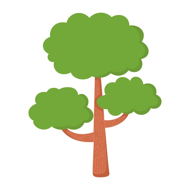 Doodle platte clipart Eenvoudige groene boom Alle objecten zijn opnieuw geverfd