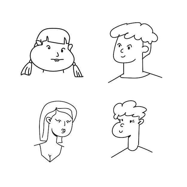 Vector doodle portraits of different dudes