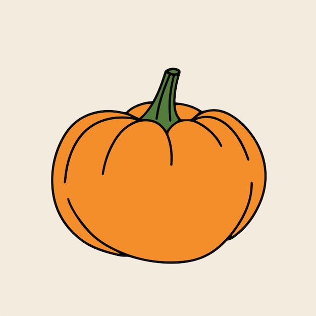 Doodle pumpkin isolated on background Harvest symbol pumpkin Vector illustraiton